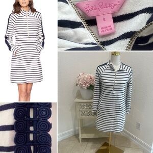 Lilly Pulitzer Striped Long Sleeve Dress in Navy and White